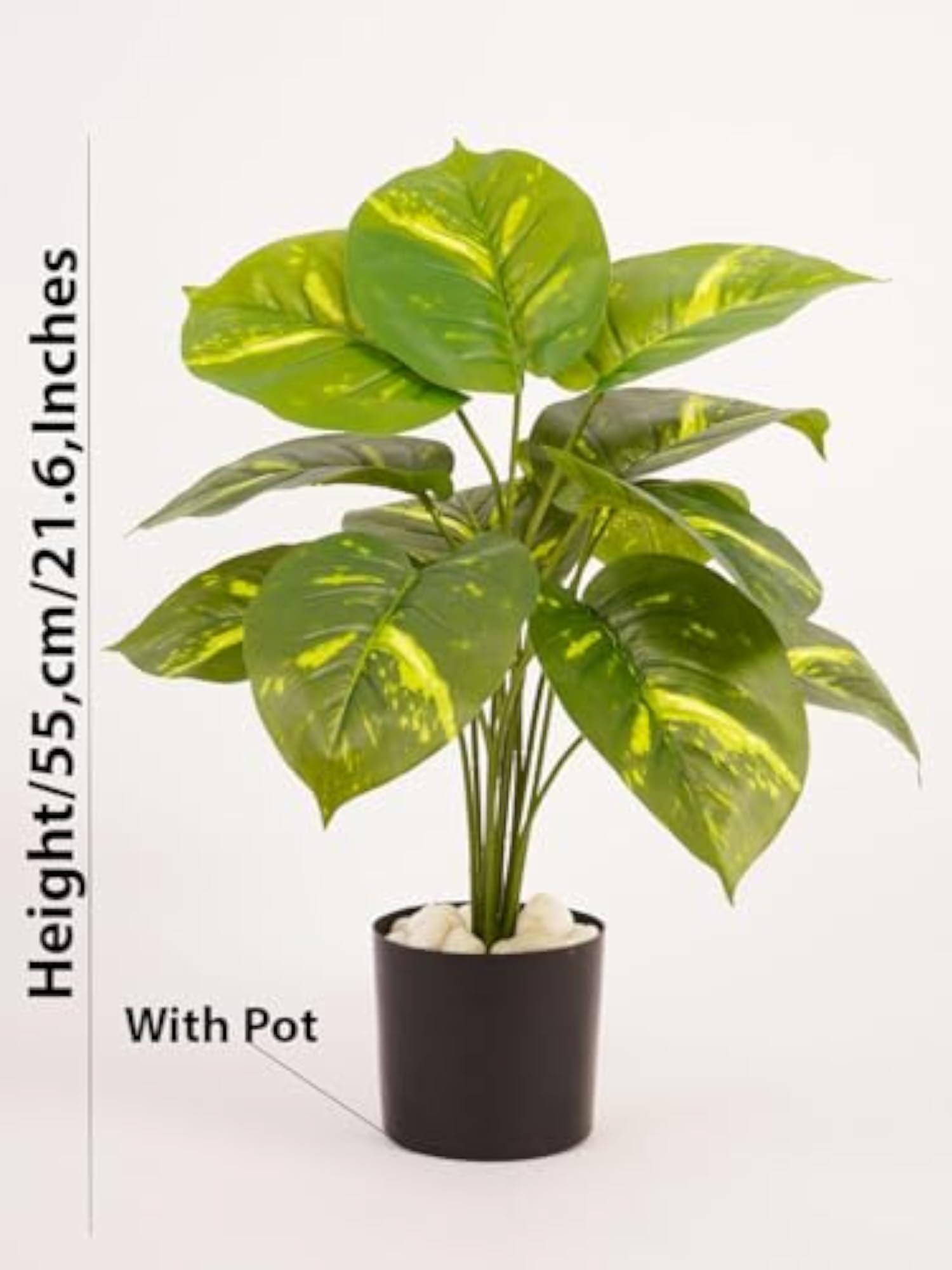 Artificial Money Plant with Black Pot for Home Decor